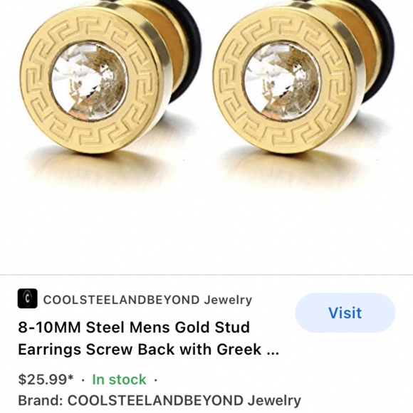 10mm steel men’s gauge set w/cz - Picture 1 of 4